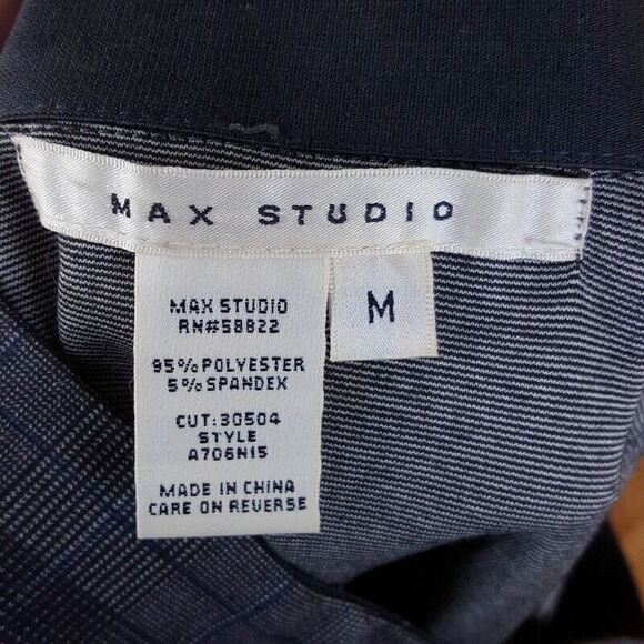 MAX STUDIO Womens Skirt Medium Gray Plaid Pencil Flare Pull On Knee Length - Picture 5 of 6
